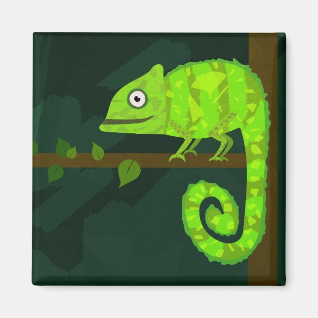 Aimant Caméléon mignon vert (Devant)
