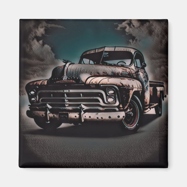 Aimant Camion Antique - Un classique intemporel (Devant)