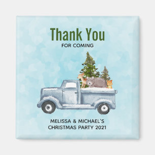 Aimant Camion avec Pine Trees & Animaux de forêt Noël