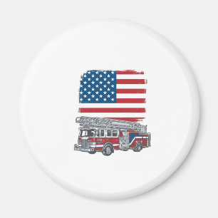 Aimant Camion de pompiers patriotique drapeau américain v