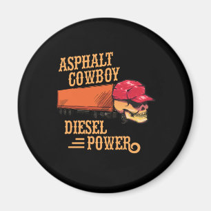 Aimant Camion Driver Trucker Skull Asphalte Cowboy Diesel