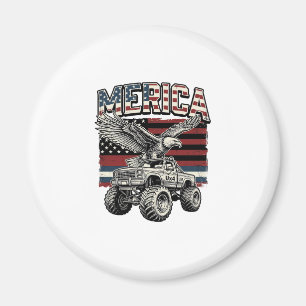 Aimant Camion Monstre Aigle d'Amérique Vintage Patriotiqu