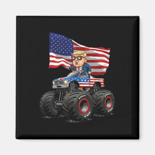 Aimant Camion Monstre Donad Trump 4 Juillet Drapeau Usa A