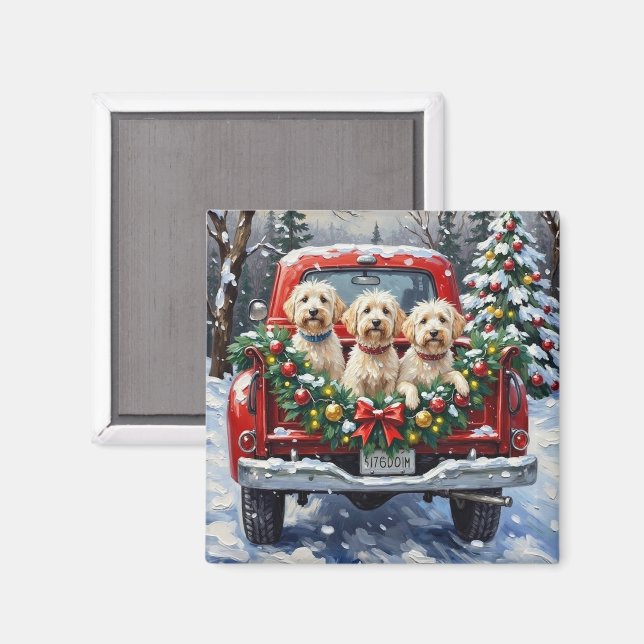 Aimant Camion Rouge de Noël Maltais Férié (Recto/Verso)