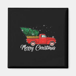 Aimant Camion rouge ramasse l'arbre de Noël Vintage vacan