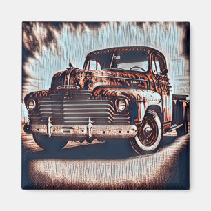 Aimant Camion Rustique Grunge - Une beauté Vintage