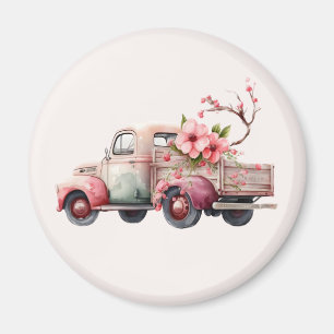 Aimant Camion Vintage rose