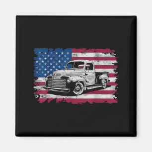 Aimant Camionnette Classique Américaine Drapeau Américain