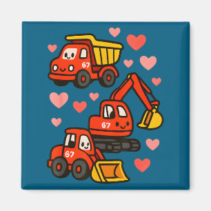 Aimant Camions de construction pour la Saint-Valentin Des