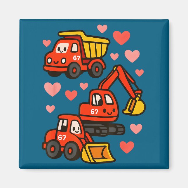 Aimant Camions de construction pour la Saint-Valentin Des (Devant)