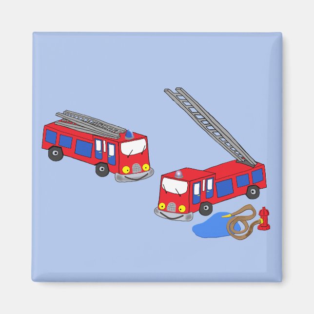 Aimant Camions pompiers rouges (Devant)