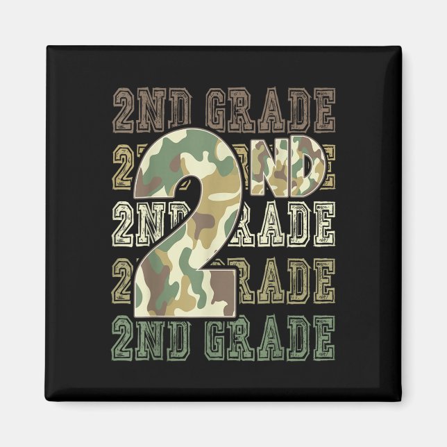 Aimant Camo 2e année escouade premier jour d'école garçon (Devant)