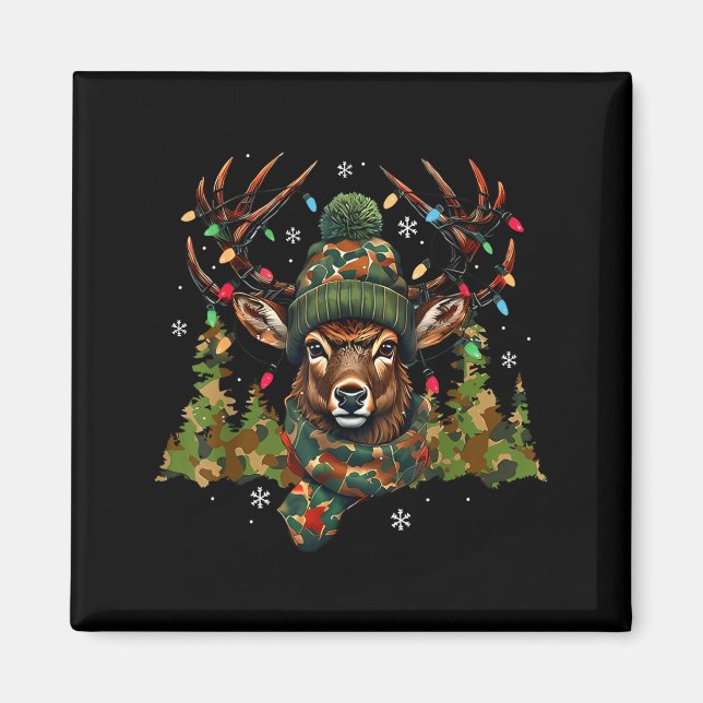 Aimant Camo Hunting Reindeer Deer Xmas Lights Christmas H (Devant)