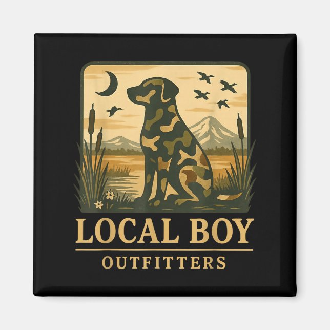 Aimant Camo Southern Local Boy Duck Hunting Black Lab Out (Devant)