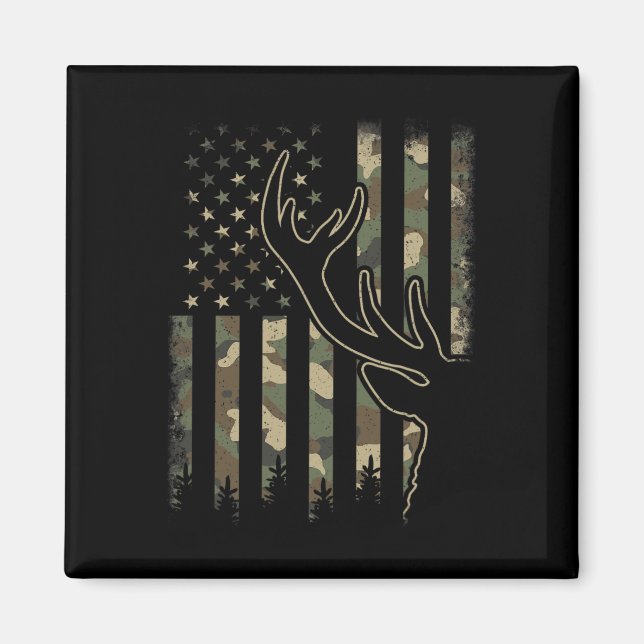 Aimant Camo Us Drapeau Elk Buck Camouflage Deer Chasse Ch (Devant)