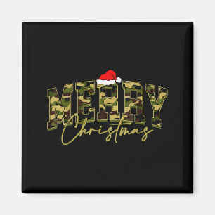 Aimant Camoïflage Joyeux Noël Chapeau de Père Noël Pyjama