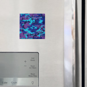 Aimant Camouflage bleu foncé et Motif violet