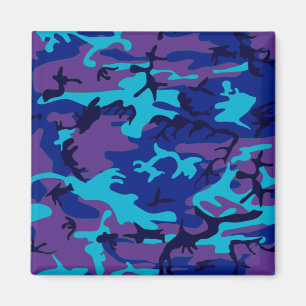 Aimant Camouflage bleu foncé et Motif violet