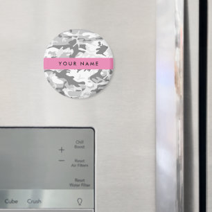Aimant Camouflage gris neige d'hiver Votre nom Personnali