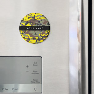 Aimant Camouflage jaune et Brown Votre nom Personnalisez