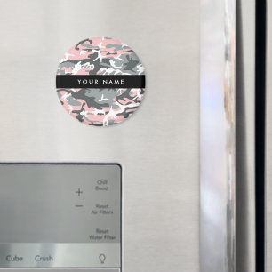 Aimant Camouflage rose et gris Votre nom Personnalisez