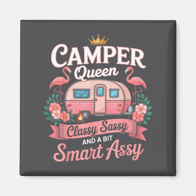 Aimant Camper Queen Cly Sy Smart Y Camng Rv Women  (Devant)