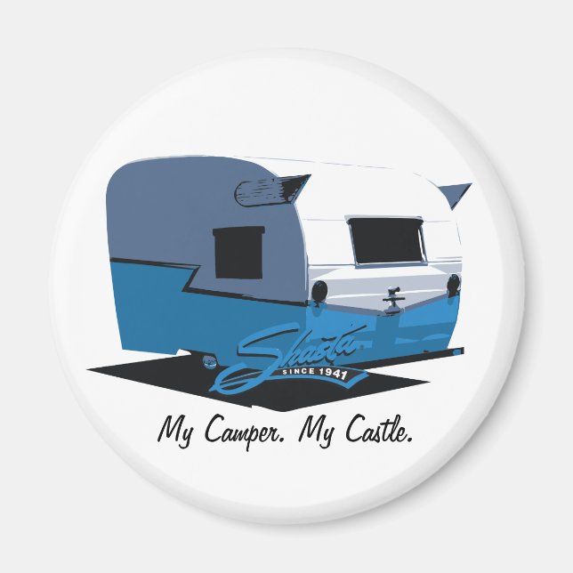 Aimant Camper Vintage Shasta - bleu (Devant)