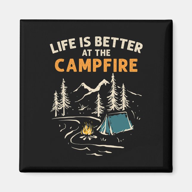 Aimant Camping-car Camping Camping Feu De Camp La Vie Est (Devant)