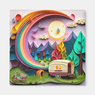 Aimant Camping de jour 3D