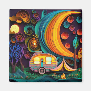 Aimant Camping de nuit 3D