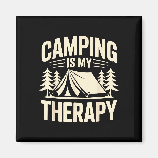 Aimant Camping drôle le camping est ma thérapie  (Devant)