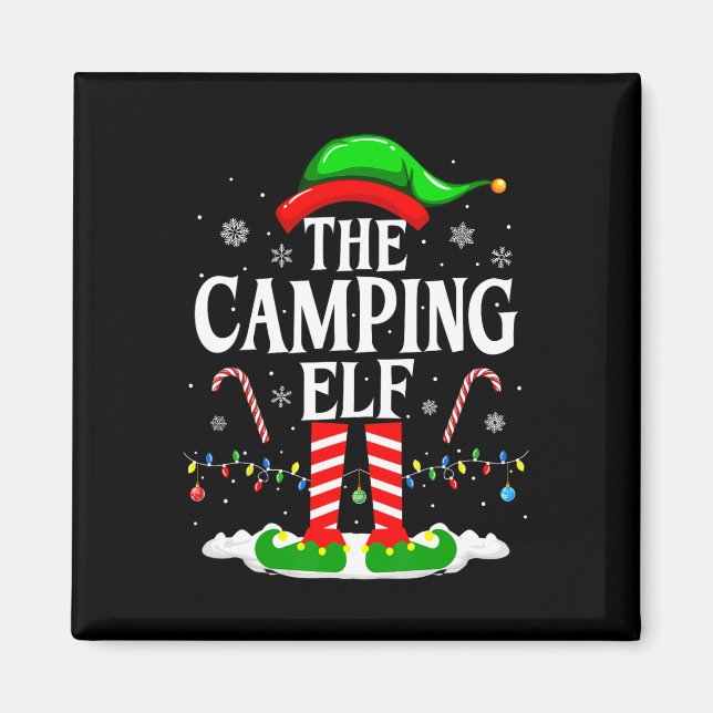 Aimant Camping Elf Xmas Funny Matching Family Group C (Devant)