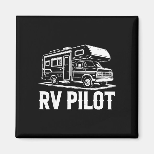 Aimant Camping en camping-car, camping-car, pilote de cam (Devant)