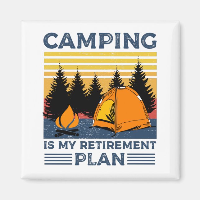 Aimant Camping est mon plan de retraite Drôle camping Cad (Devant)