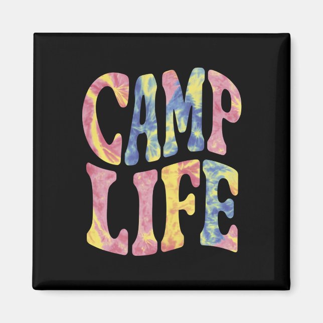 Aimant Camping Filles d'été Camp Life Tie-Die Rétro  (Devant)