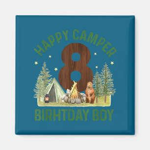 Aimant Camping heureux 8 forêt camping garçons 8e anniver