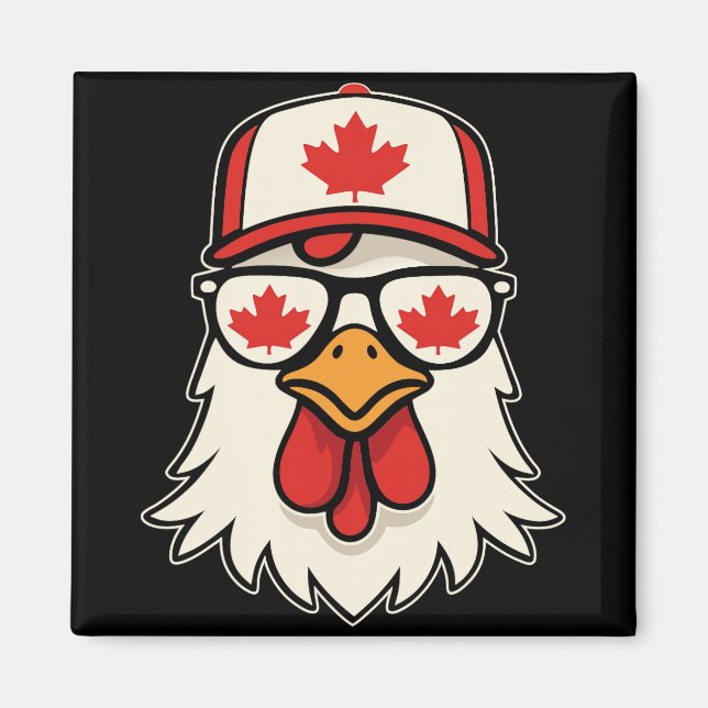 Aimant Canada Day Canadian Flag Maple Leaf Chicken Sungle (Devant)