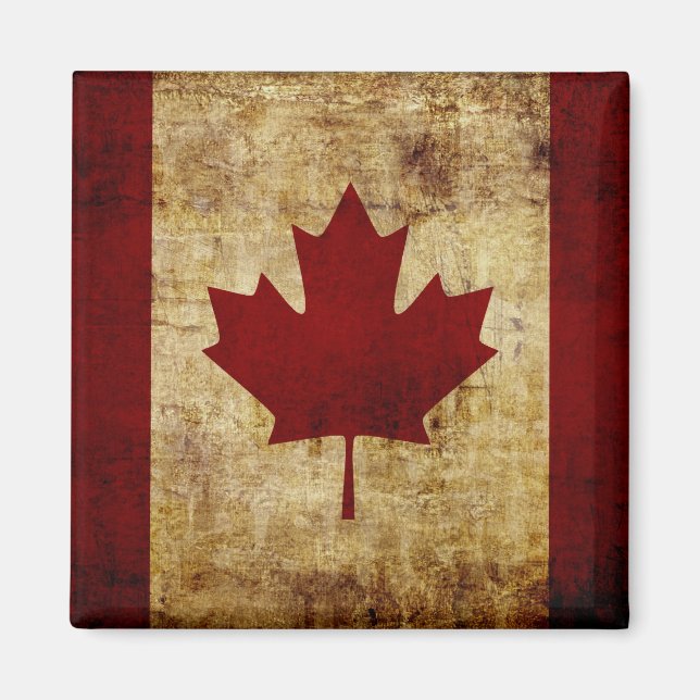 Aimant Canada / drapeau grunge (Devant)