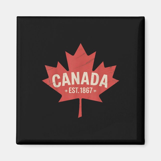 Aimant Canada Établi en 1867 Feuille d'érable rétro Vinta (Devant)