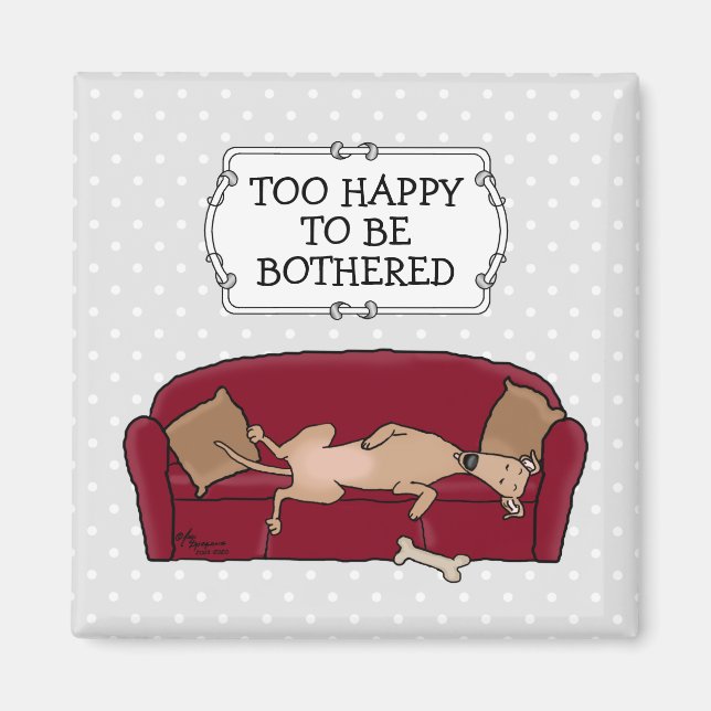 Aimant Canapé Greyhound (fawn) Chien Lazy Dormir Drôle (Devant)