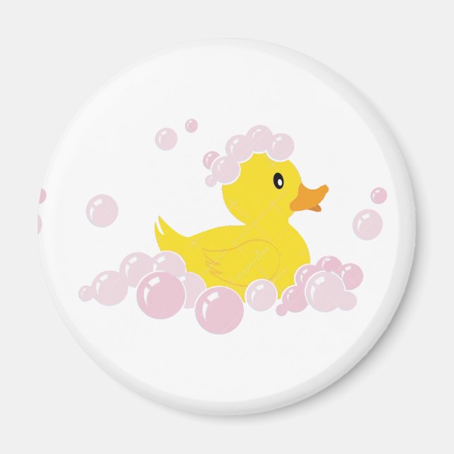 Aimant Canard dans des bulles roses (Devant)