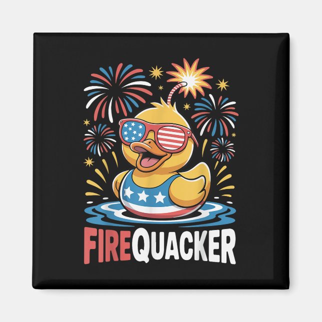 Aimant Canard drôle du 4 juillet Firequacker patriotique  (Devant)