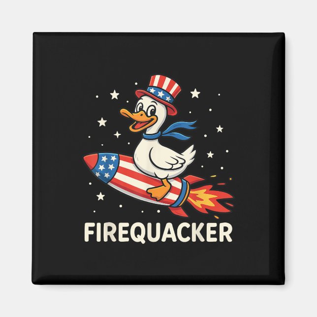 Aimant Canard Firequacker sur feu d'artifice drôle 4 juil (Devant)