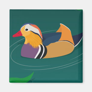 Aimant Canard mandarin coloré Art numérique moderne