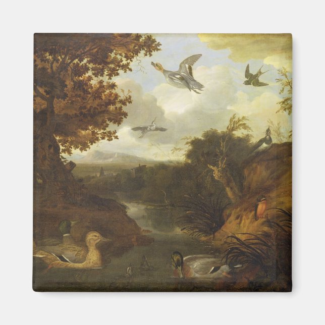 Aimant Canards et autres oiseaux autour d'un ruisseau dan (Devant)