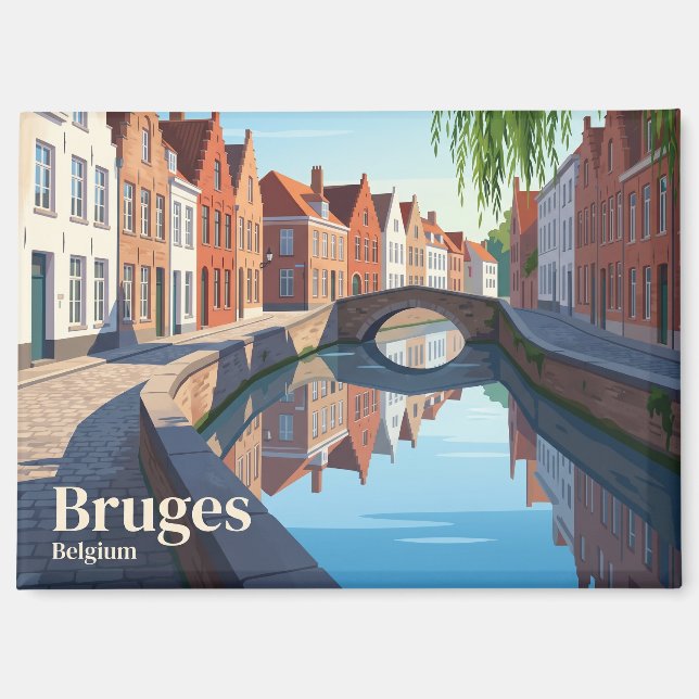 Aimant Canaux de Bruges Belgique (Recto)