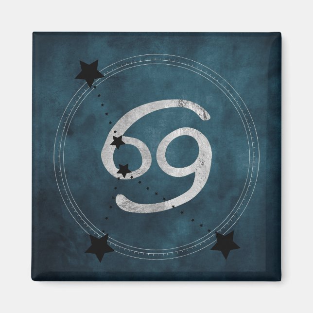 Aimant Cancer Crab noir argenté constellation de zodiac (Devant)