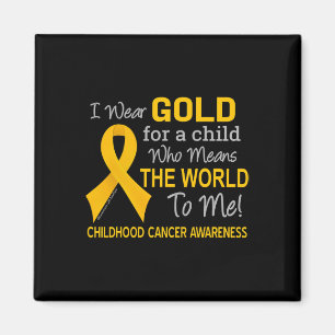Aimant Cancer de l'Enfance avec Ruban d'Or signifie Monde