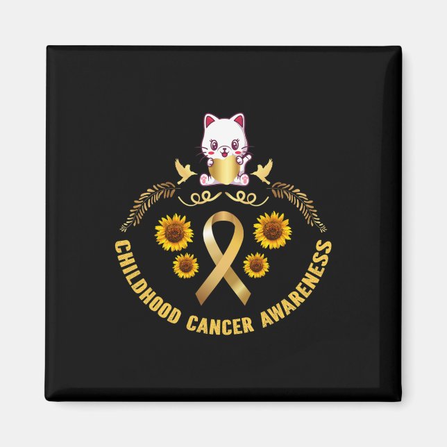 Aimant cancer de l'enfance conscience belle chatte or can (Devant)