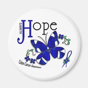 Aimant Cancer du colon de papillon en verre souillé